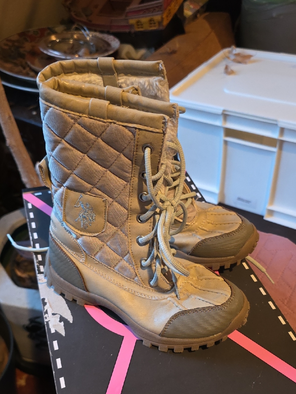 U.S. Polo Assn. Quilted Lace-Up Women's Boots - Tan